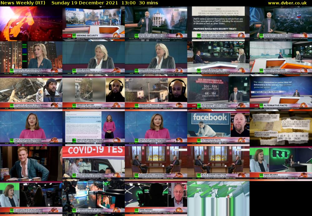 News Weekly (RT) Sunday 19 December 2021 13:00 - 13:30