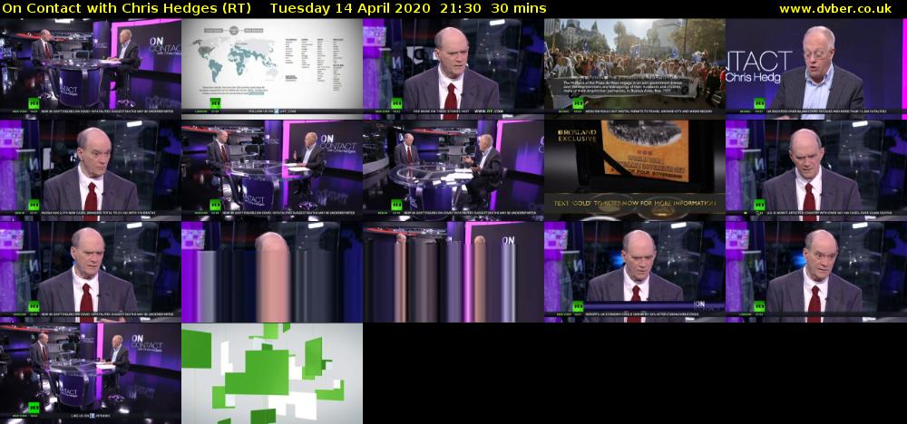 On Contact with Chris Hedges (RT) Tuesday 14 April 2020 21:30 - 22:00