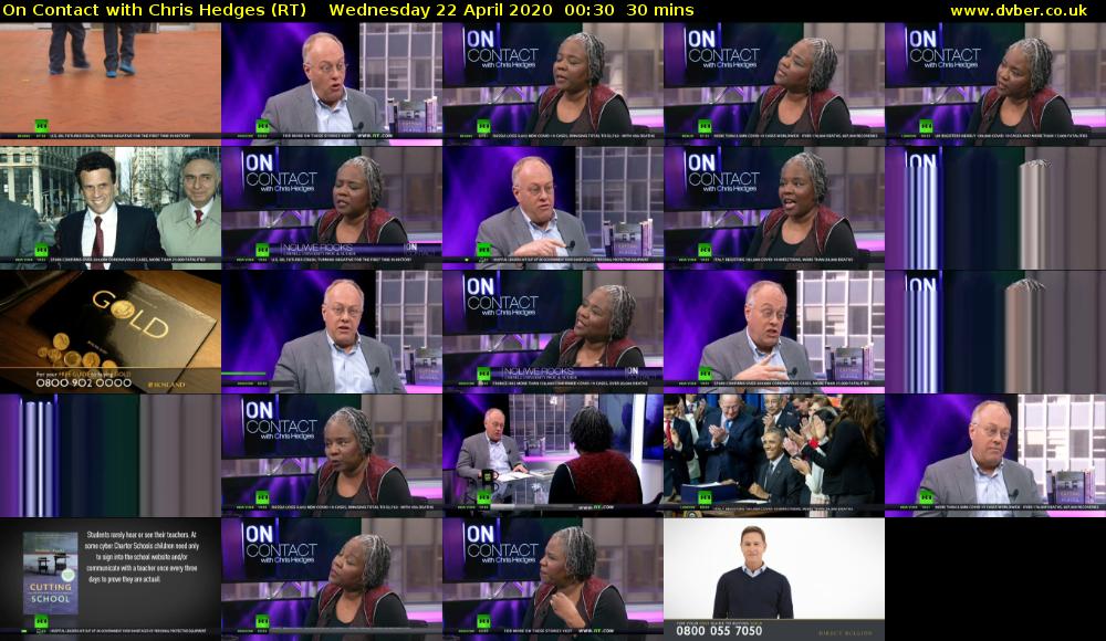On Contact with Chris Hedges (RT) Wednesday 22 April 2020 00:30 - 01:00