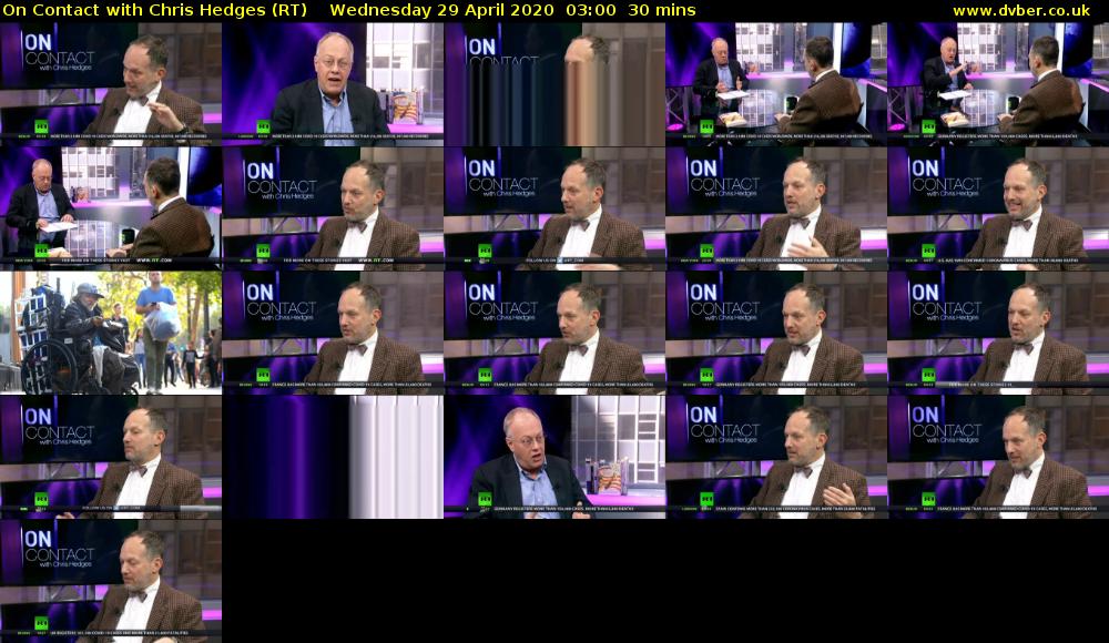 On Contact with Chris Hedges (RT) Wednesday 29 April 2020 03:00 - 03:30