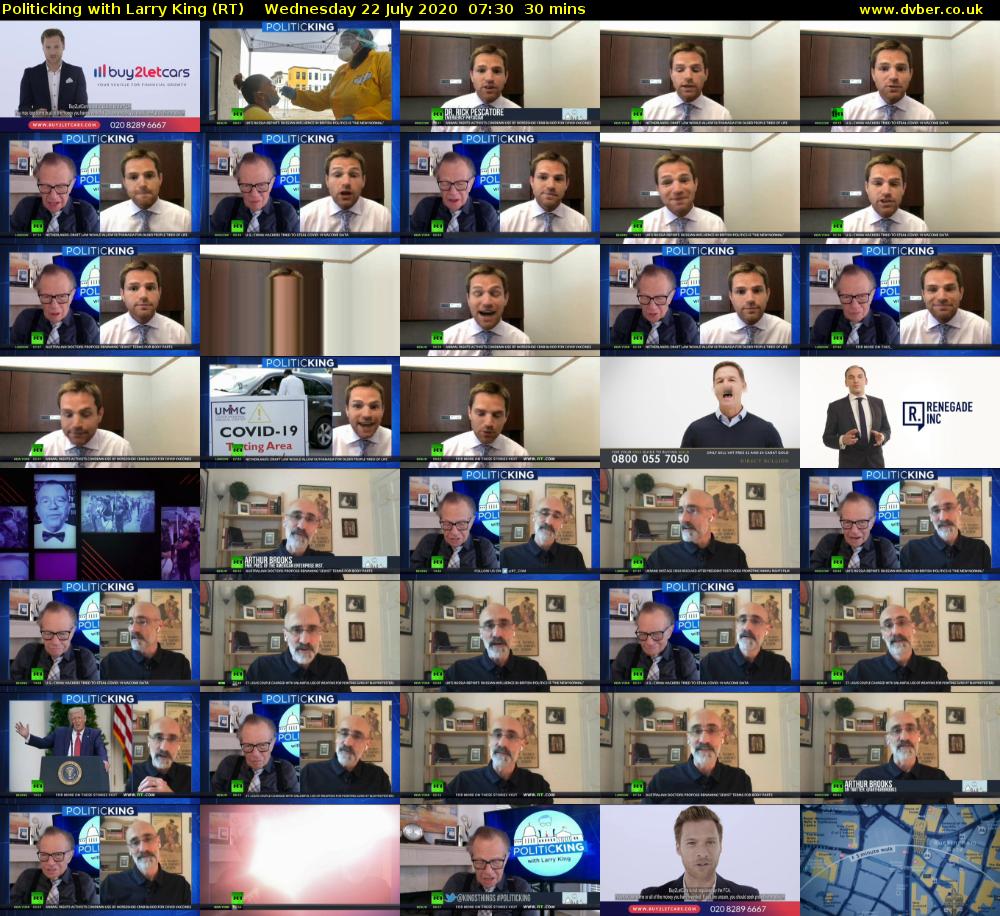 Politicking with Larry King (RT) Wednesday 22 July 2020 07:30 - 08:00