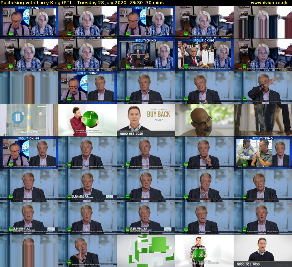 Politicking with Larry King (RT) Tuesday 28 July 2020 23:30 - 00:00