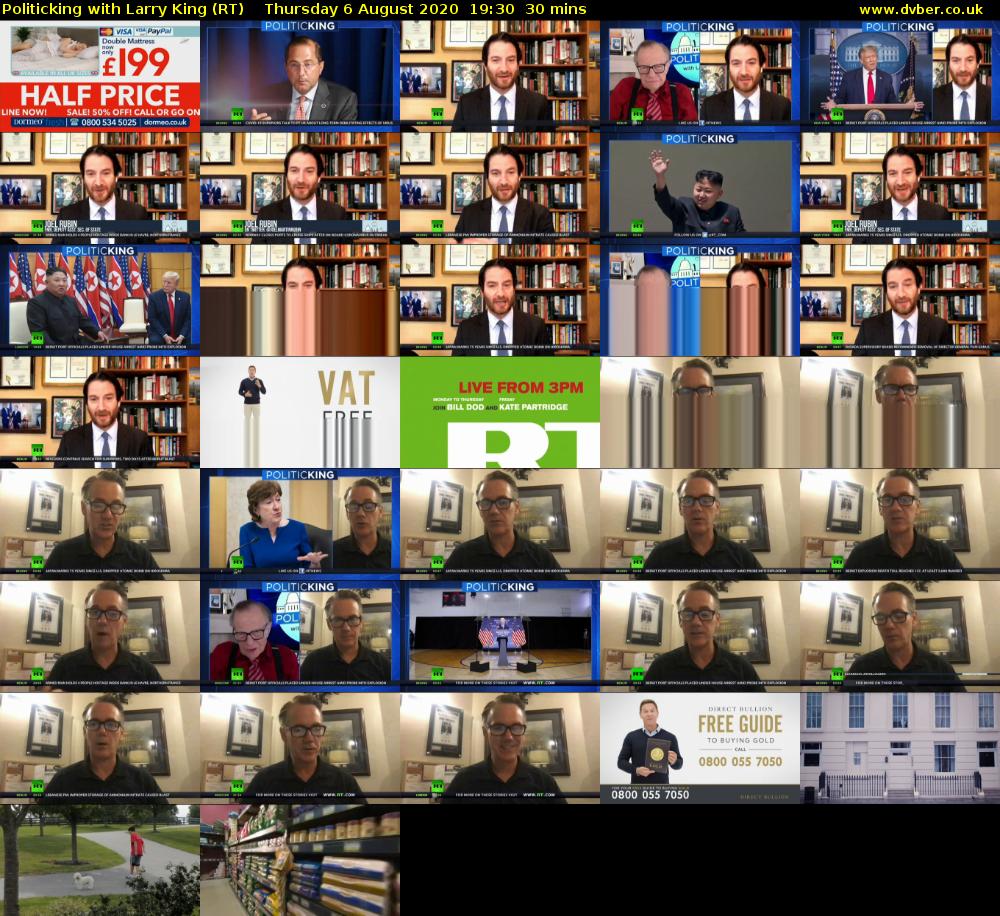 Politicking with Larry King (RT) Thursday 6 August 2020 19:30 - 20:00