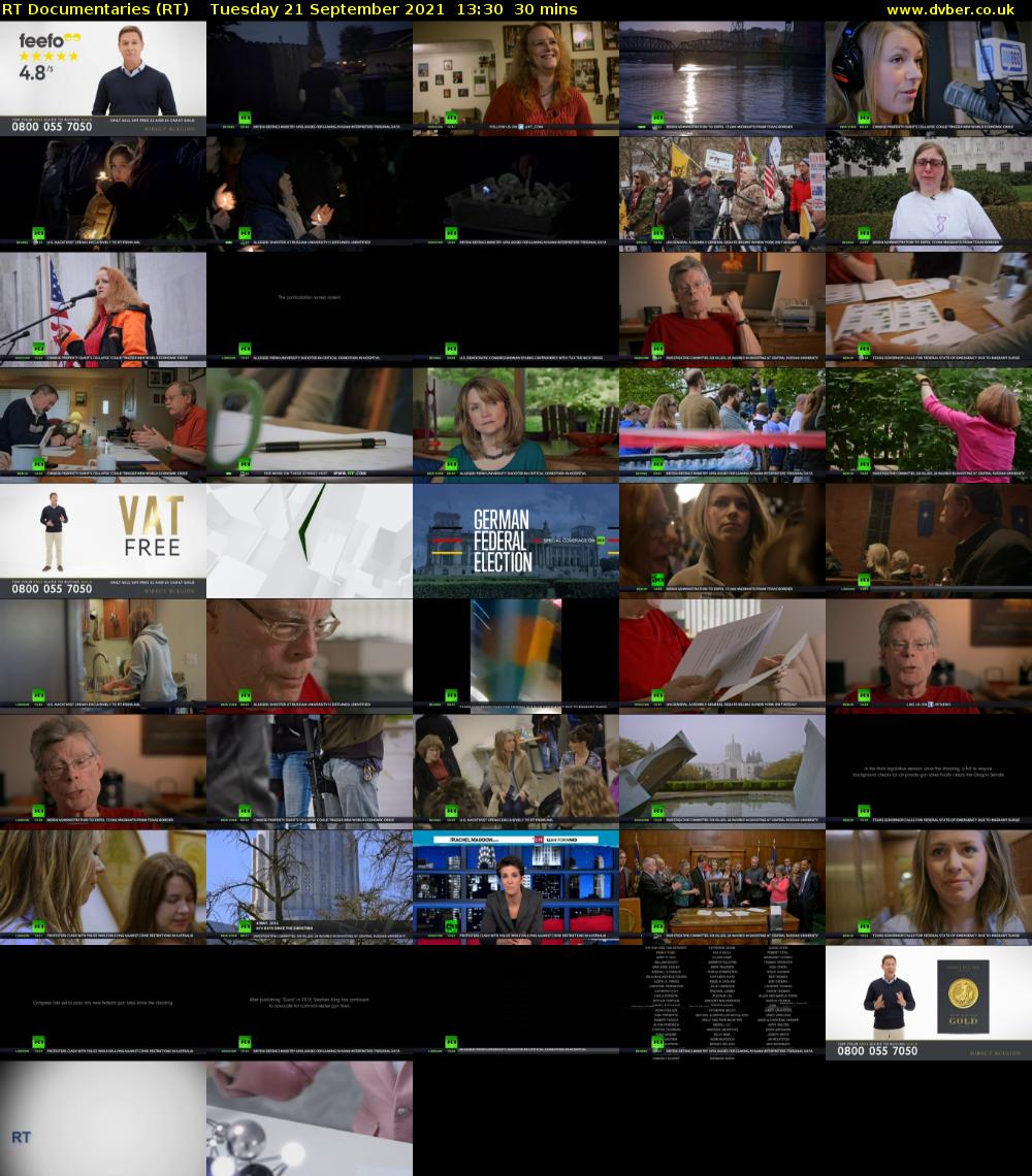 RT Documentaries (RT) Tuesday 21 September 2021 13:30 - 14:00