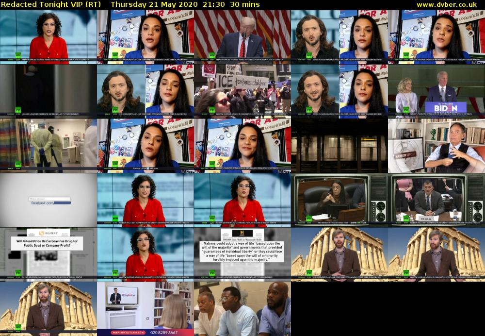 Redacted Tonight VIP (RT) Thursday 21 May 2020 21:30 - 22:00