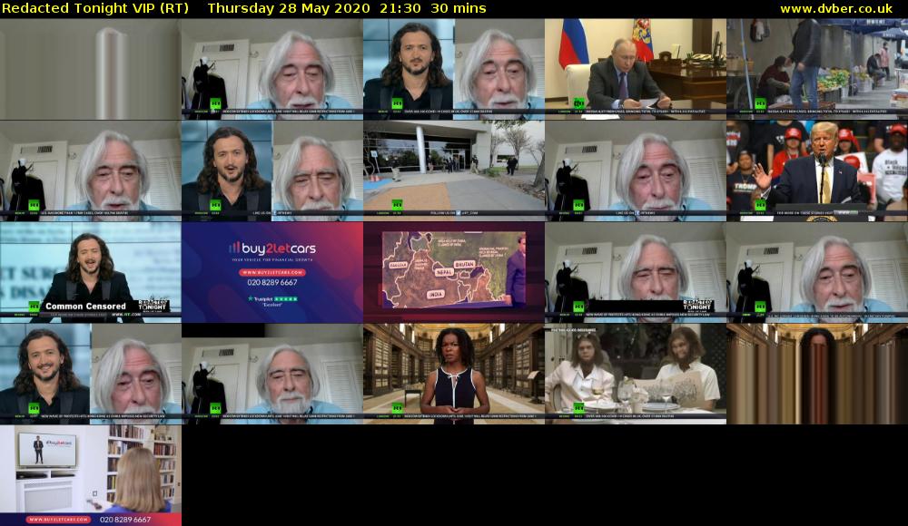 Redacted Tonight VIP (RT) Thursday 28 May 2020 21:30 - 22:00