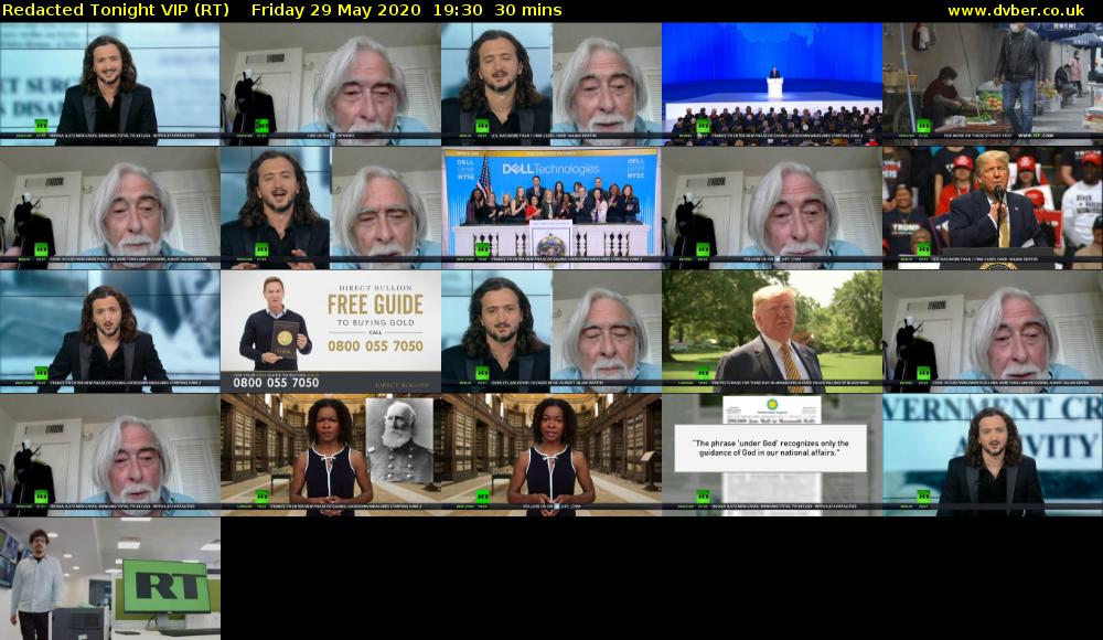 Redacted Tonight VIP (RT) Friday 29 May 2020 19:30 - 20:00