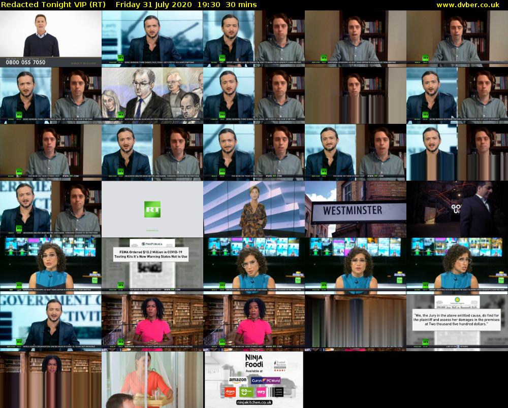 Redacted Tonight VIP (RT) Friday 31 July 2020 19:30 - 20:00