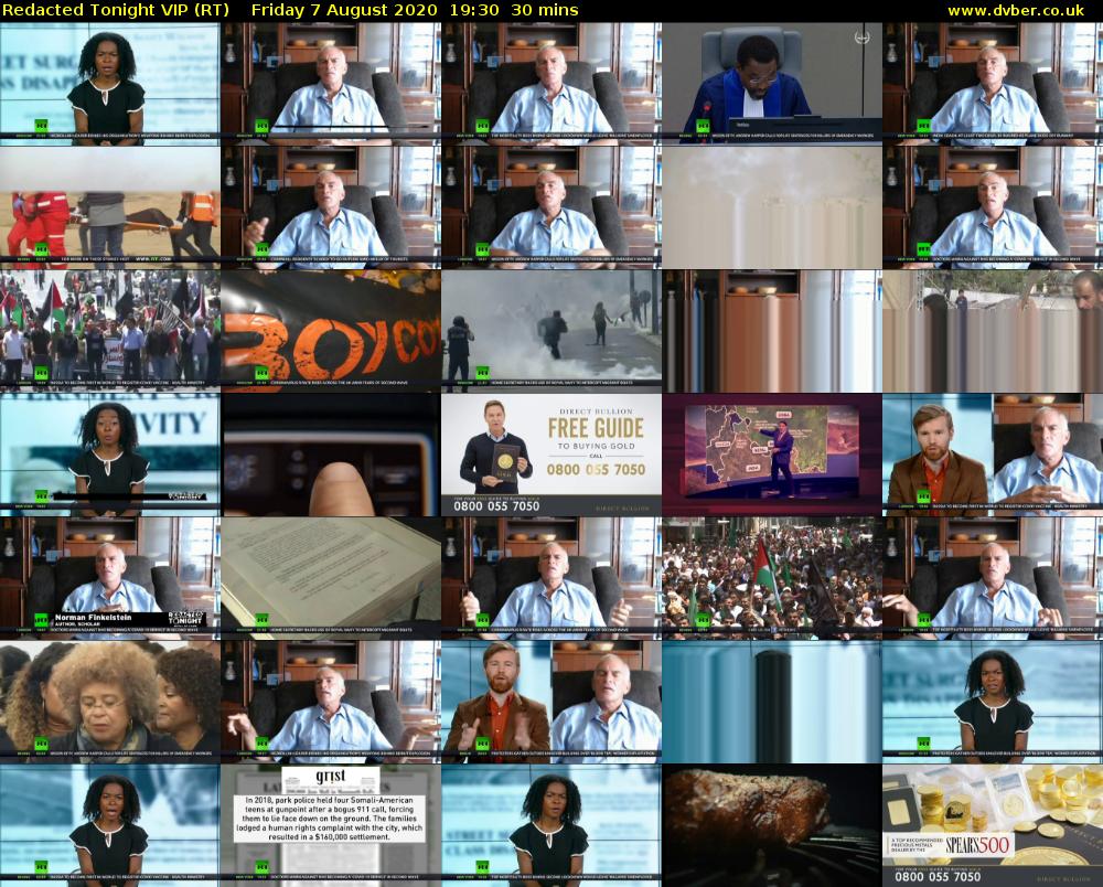 Redacted Tonight VIP (RT) Friday 7 August 2020 19:30 - 20:00