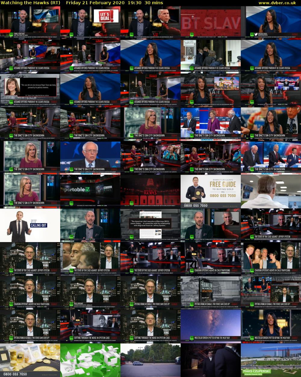 Watching the Hawks (RT) Friday 21 February 2020 19:30 - 20:00