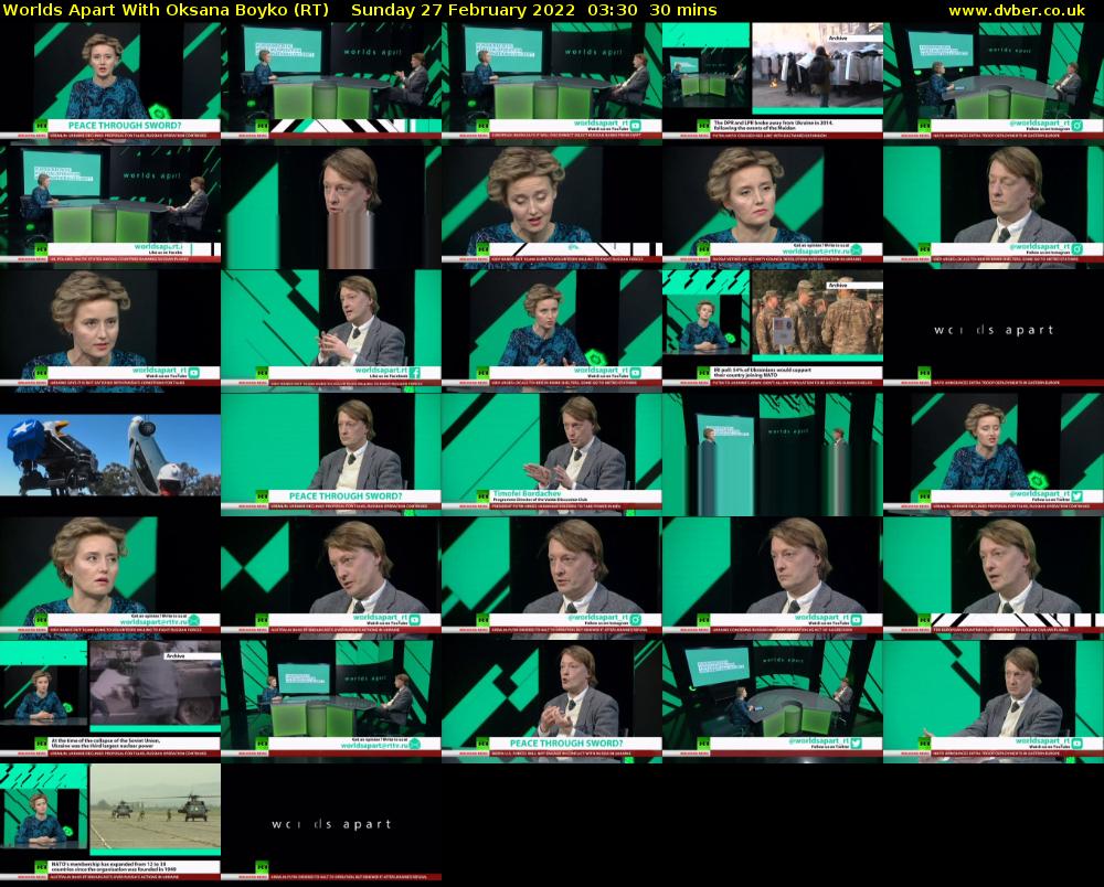 Worlds Apart With Oksana Boyko (RT) Sunday 27 February 2022 03:30 - 04:00