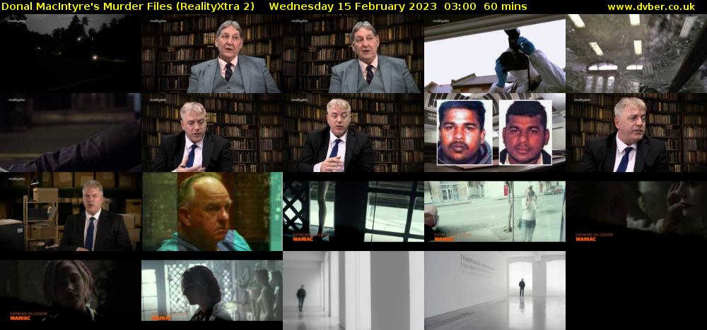 Donal MacIntyre's Murder Files (RealityXtra 2) Wednesday 15 February 2023 03:00 - 04:00