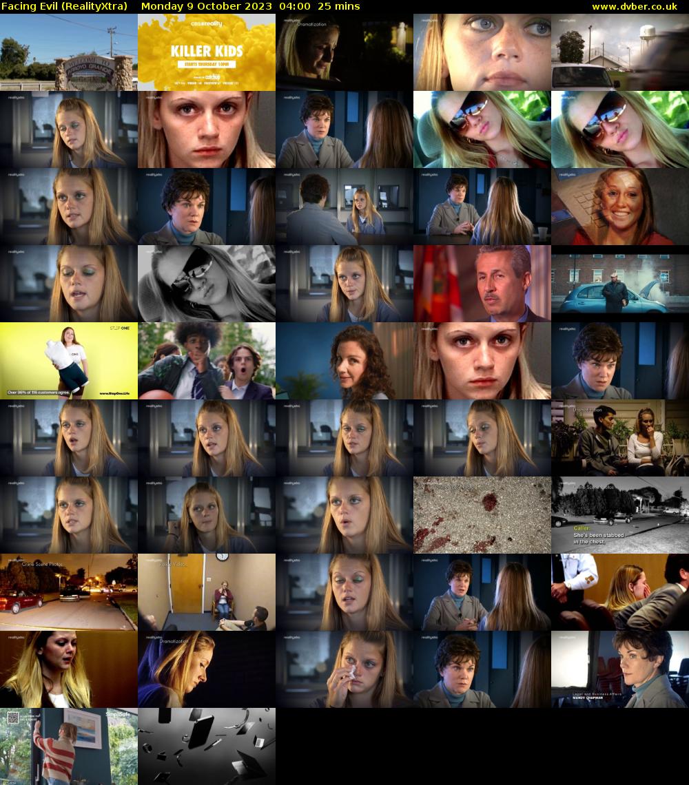 Facing Evil (RealityXtra) Monday 9 October 2023 04:00 - 04:25