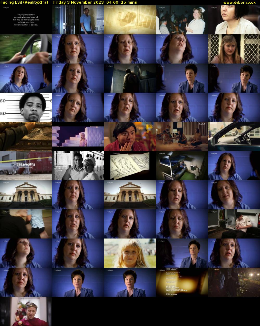 Facing Evil (RealityXtra) Friday 3 November 2023 04:00 - 04:25