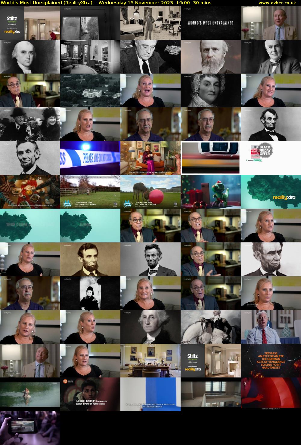 World's Most Unexplained (RealityXtra) Wednesday 15 November 2023 14:00 - 14:30