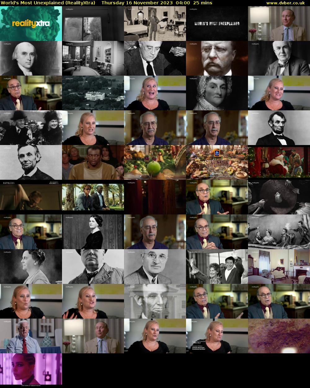 World's Most Unexplained (RealityXtra) Thursday 16 November 2023 04:00 - 04:25
