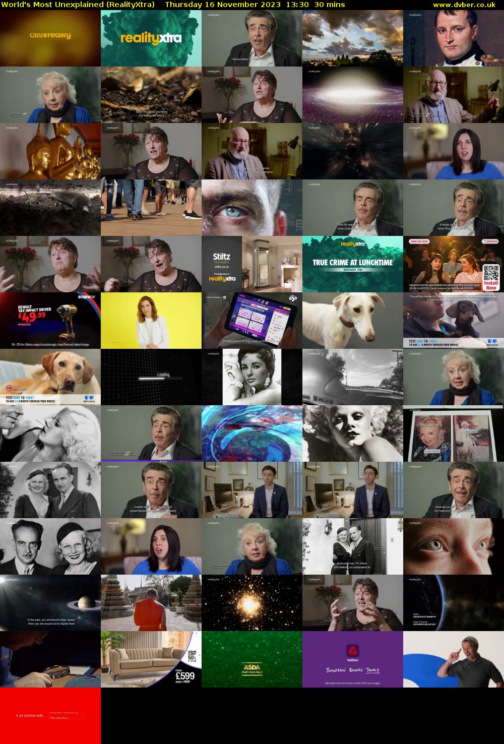 World's Most Unexplained (RealityXtra) Thursday 16 November 2023 13:30 - 14:00