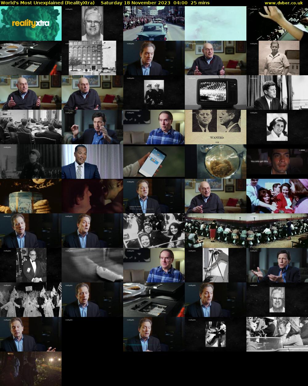 World's Most Unexplained (RealityXtra) Saturday 18 November 2023 04:00 - 04:25