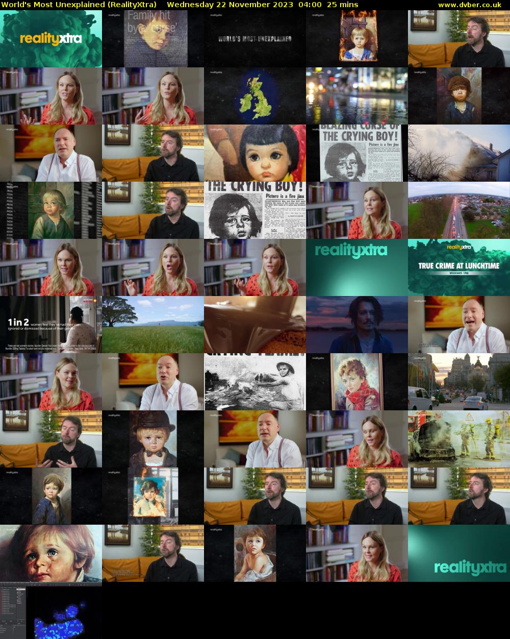 World's Most Unexplained (RealityXtra) Wednesday 22 November 2023 04:00 - 04:25
