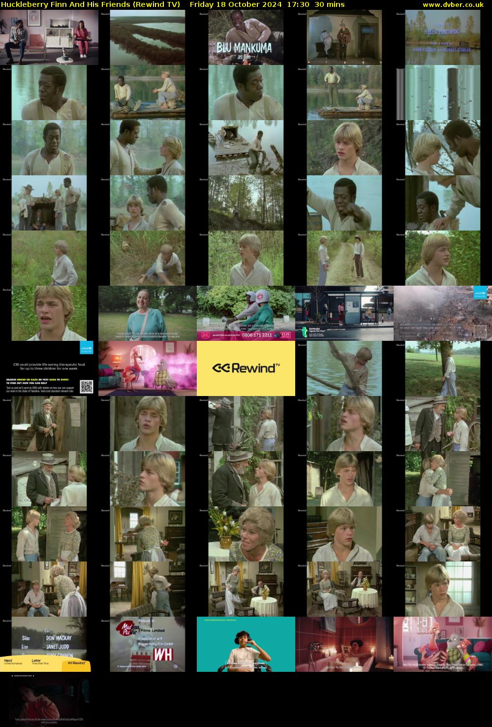 Huckleberry Finn And His Friends (Rewind TV) Friday 18 October 2024 17:30 - 18:00