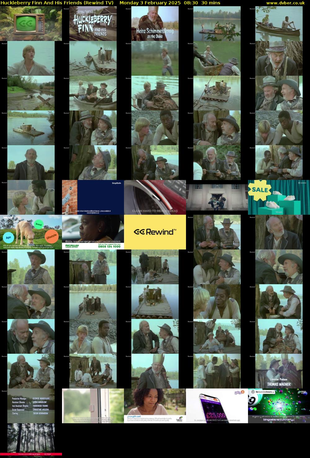 Huckleberry Finn And His Friends (Rewind TV) Monday 3 February 2025 08:30 - 09:00