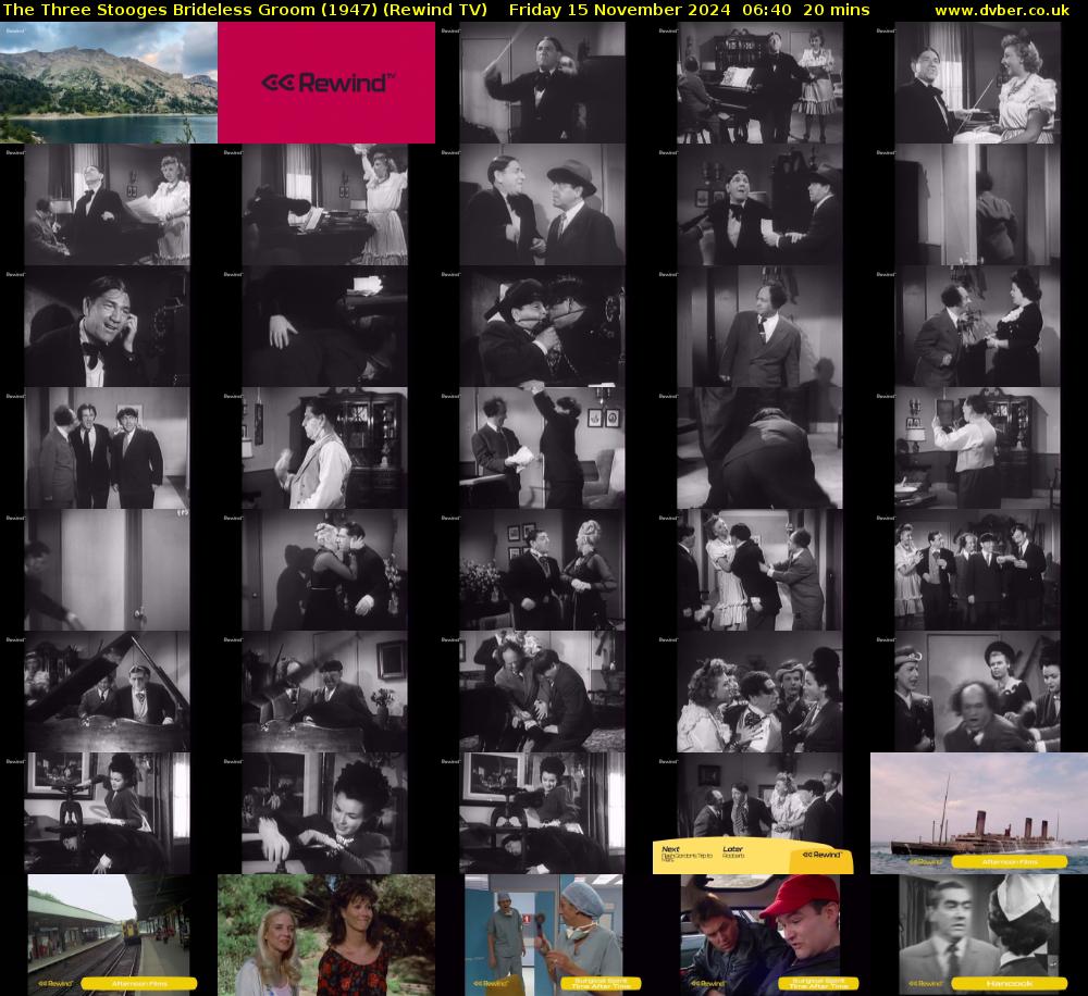 The Three Stooges Brideless Groom (1947) (Rewind TV) Friday 15 November 2024 06:40 - 07:00