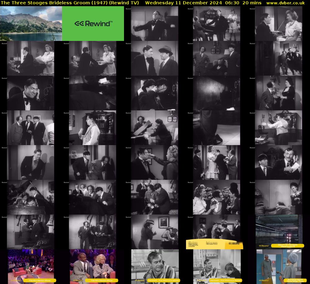The Three Stooges Brideless Groom (1947) (Rewind TV) Wednesday 11 December 2024 06:30 - 06:50