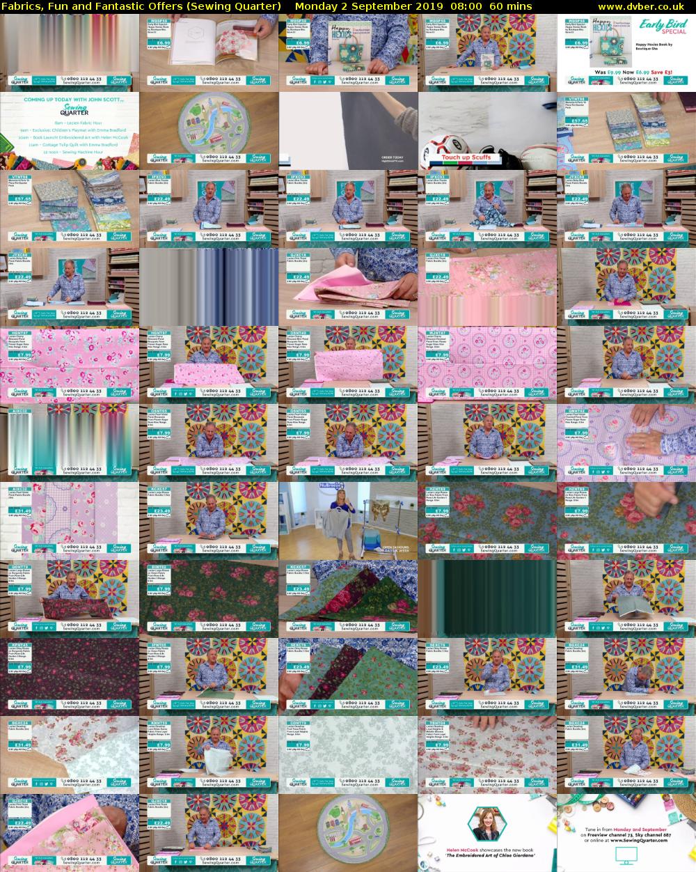 Fabrics, Fun and Fantastic Offers (Sewing Quarter) Monday 2 September 2019 08:00 - 09:00