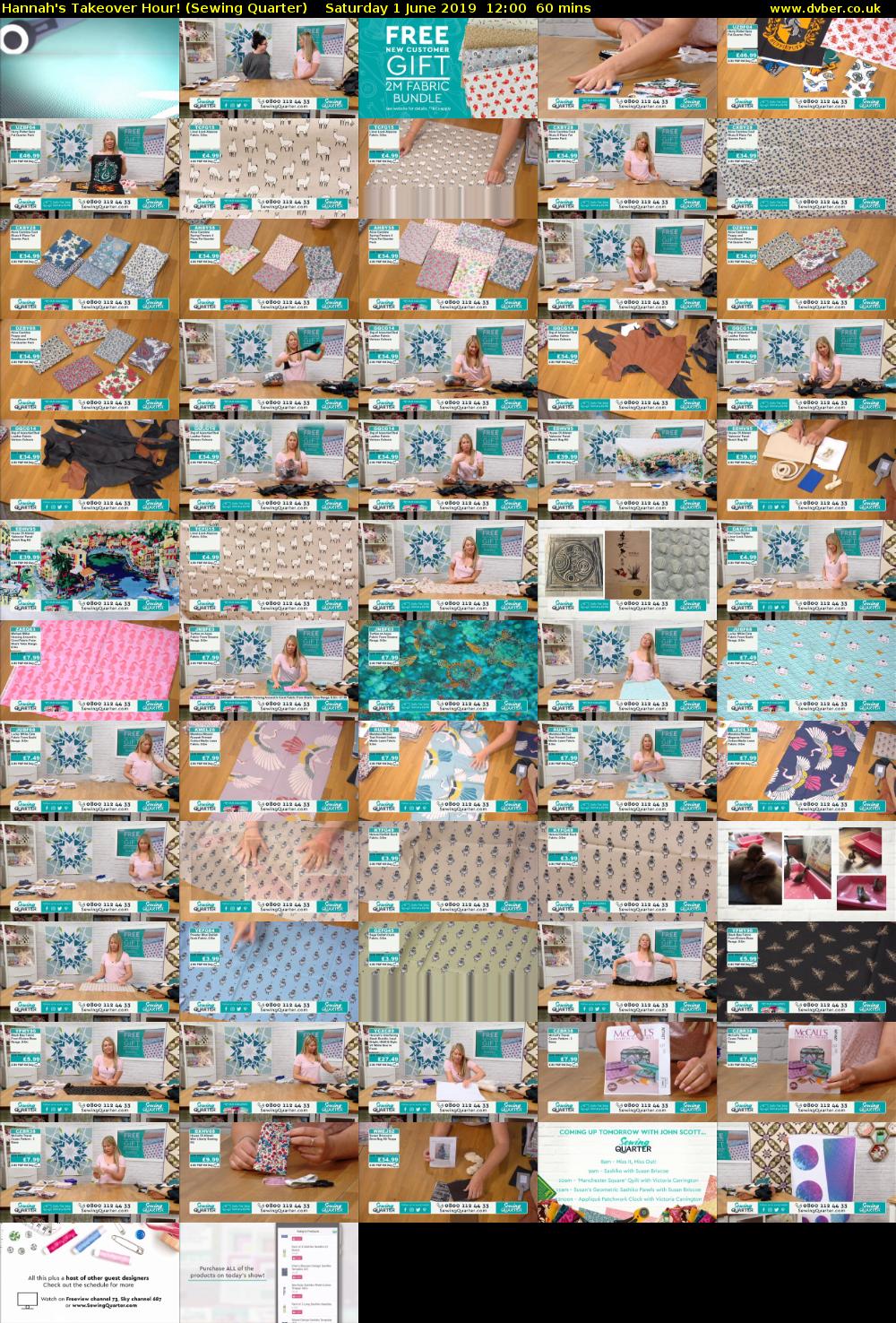 Hannah's Takeover Hour! (Sewing Quarter) Saturday 1 June 2019 12:00 - 13:00