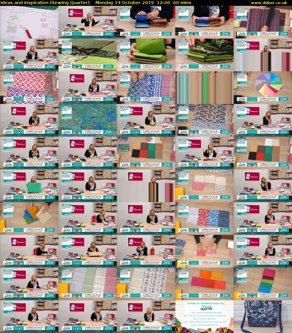 Ideas and Inspiration (Sewing Quarter) Monday 14 October 2019 12:00 - 13:00