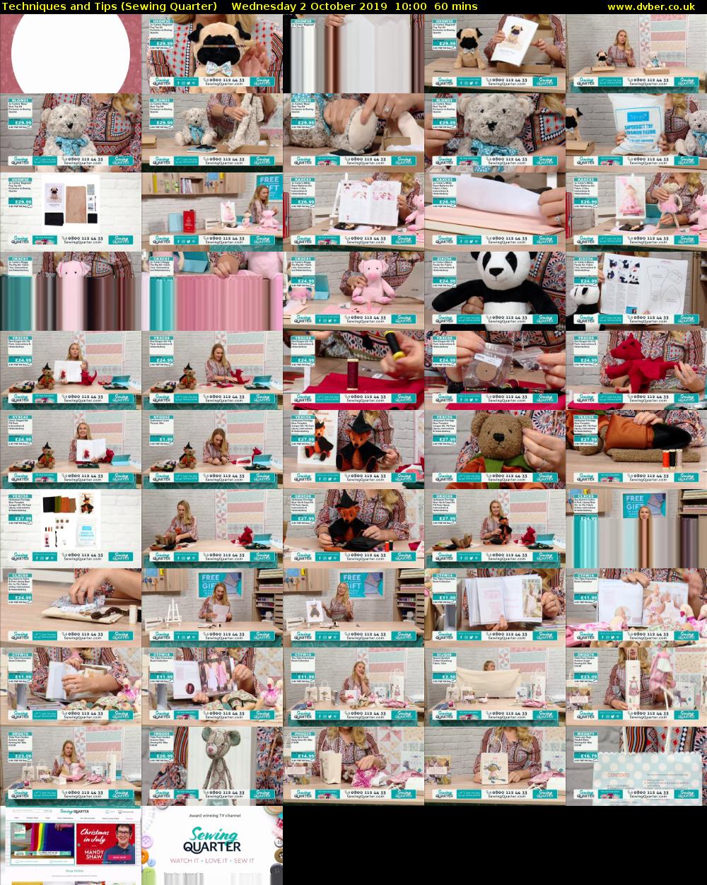 Techniques and Tips (Sewing Quarter) Wednesday 2 October 2019 10:00 - 11:00