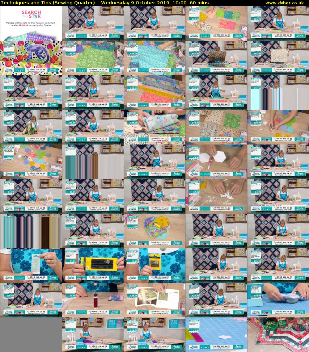 Techniques and Tips (Sewing Quarter) Wednesday 9 October 2019 10:00 - 11:00