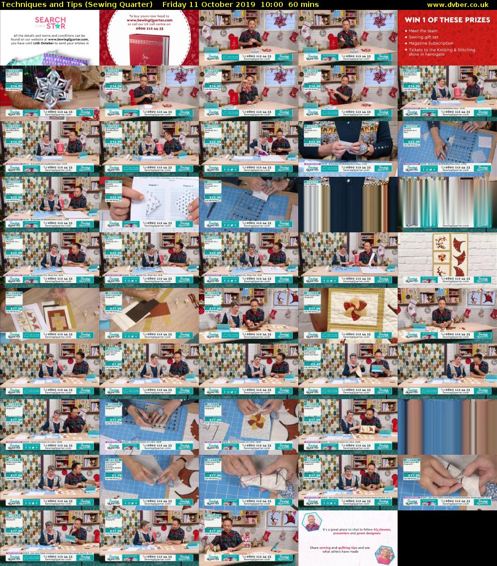 Techniques and Tips (Sewing Quarter) Friday 11 October 2019 10:00 - 11:00