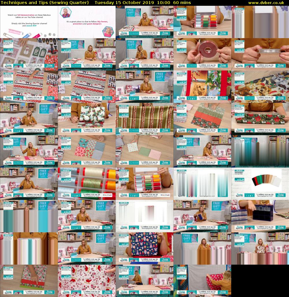 Techniques and Tips (Sewing Quarter) Tuesday 15 October 2019 10:00 - 11:00