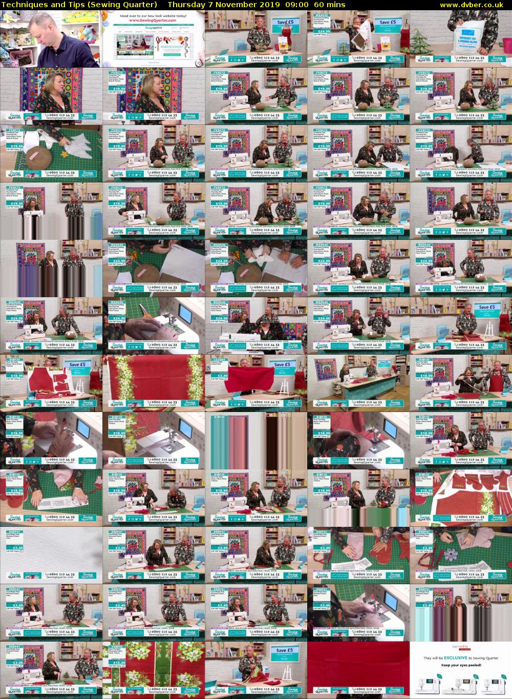 Techniques and Tips (Sewing Quarter) Thursday 7 November 2019 09:00 - 10:00