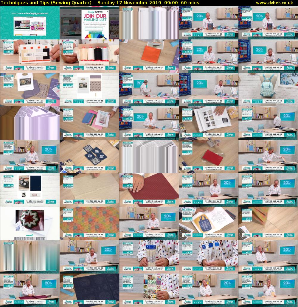 Techniques and Tips (Sewing Quarter) Sunday 17 November 2019 09:00 - 10:00
