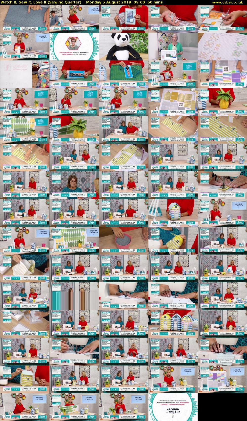 Watch It, Sew It, Love It (Sewing Quarter) Monday 5 August 2019 09:00 - 10:00