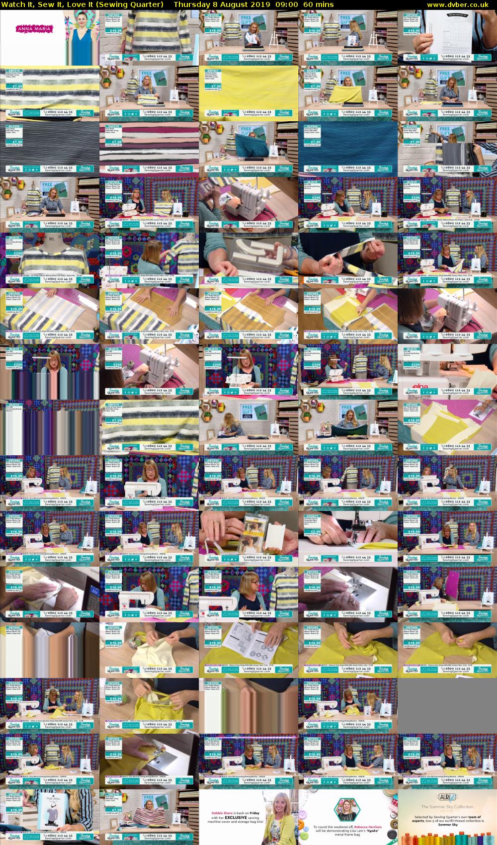 Watch It, Sew It, Love It (Sewing Quarter) Thursday 8 August 2019 09:00 - 10:00