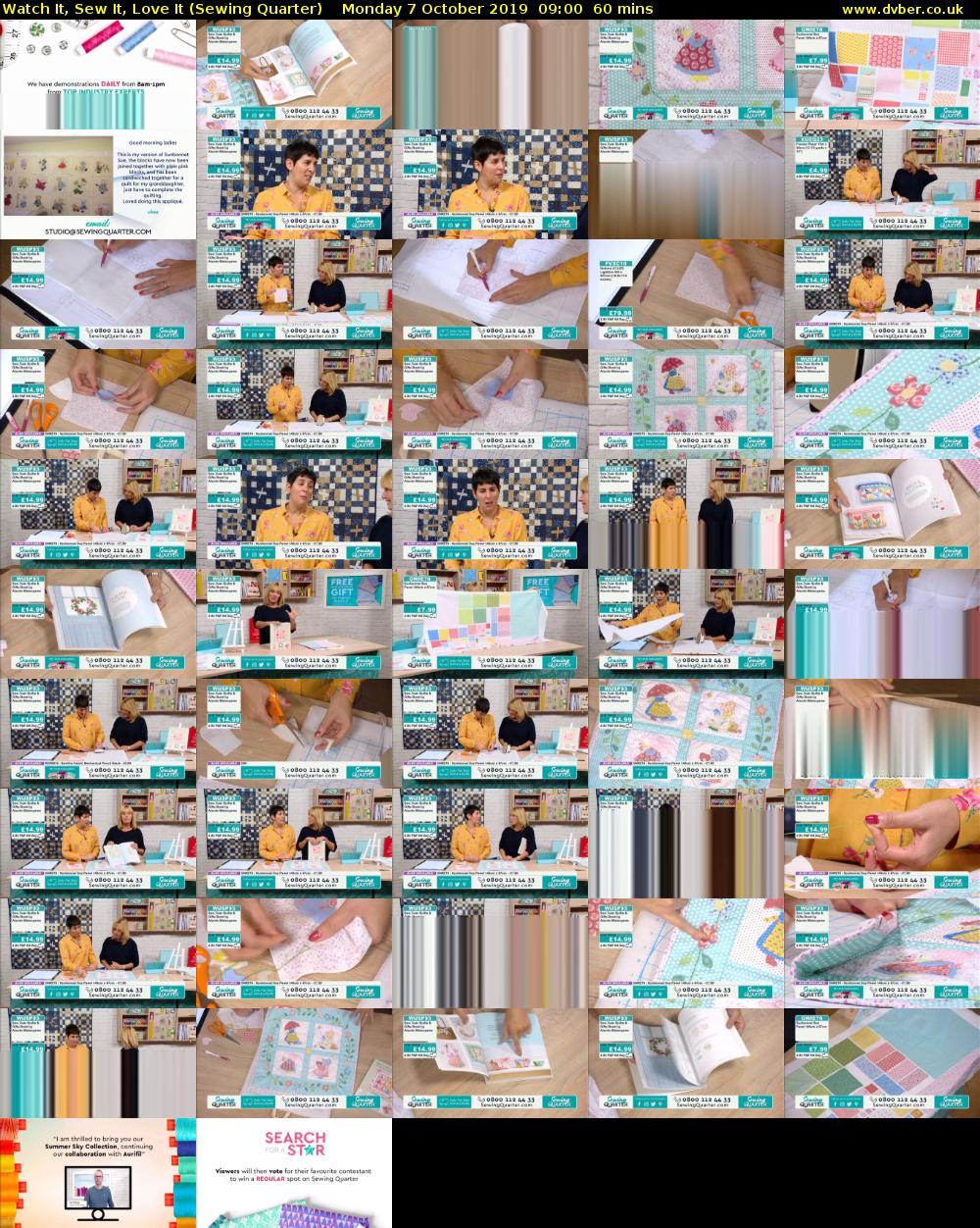 Watch It, Sew It, Love It (Sewing Quarter) Monday 7 October 2019 09:00 - 10:00