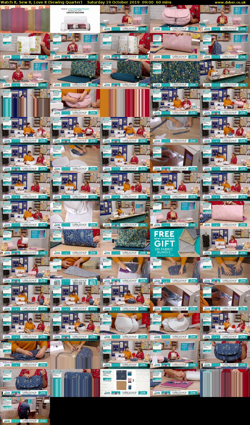 Watch It, Sew It, Love It (Sewing Quarter) Saturday 19 October 2019 09:00 - 10:00