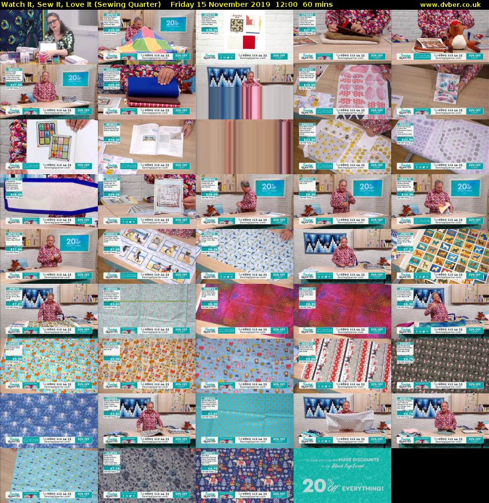 Watch It, Sew It, Love It (Sewing Quarter) Friday 15 November 2019 12:00 - 13:00
