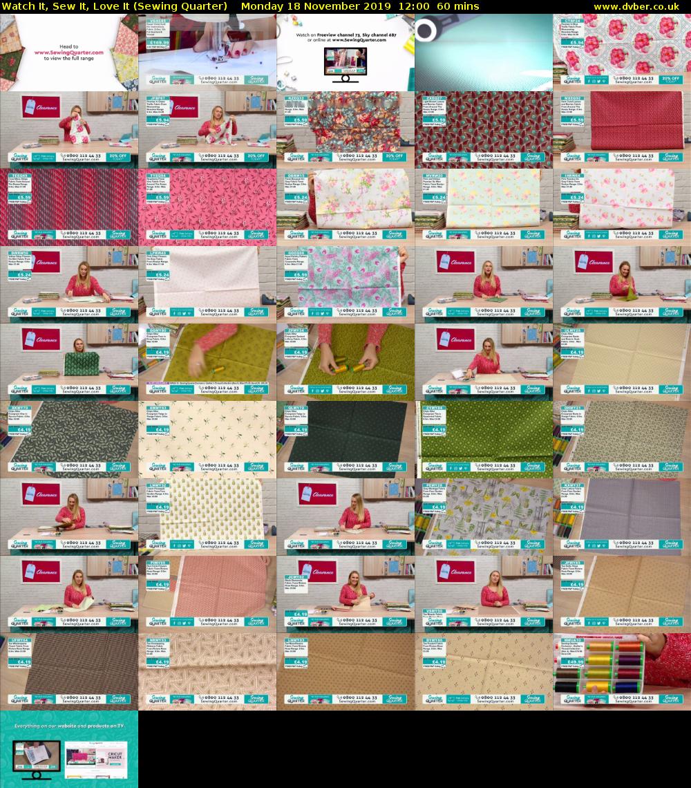 Watch It, Sew It, Love It (Sewing Quarter) Monday 18 November 2019 12:00 - 13:00