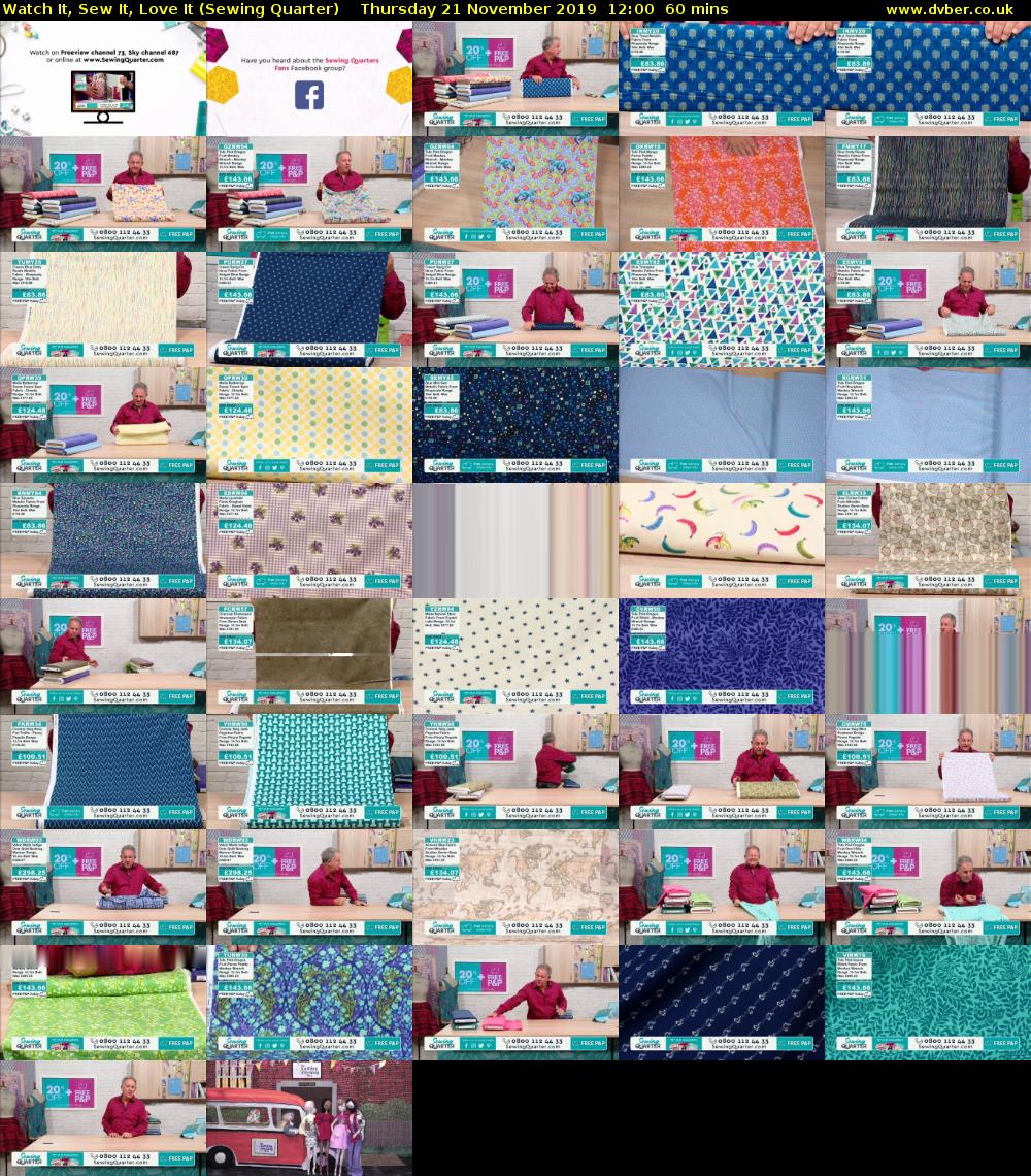Watch It, Sew It, Love It (Sewing Quarter) Thursday 21 November 2019 12:00 - 13:00