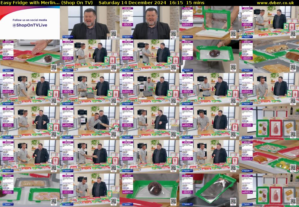 Easy Fridge with Merlin... (Shop On TV) Saturday 14 December 2024 16:15 - 16:30