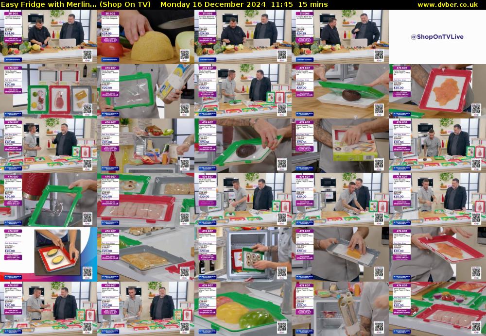Easy Fridge with Merlin... (Shop On TV) Monday 16 December 2024 11:45 - 12:00