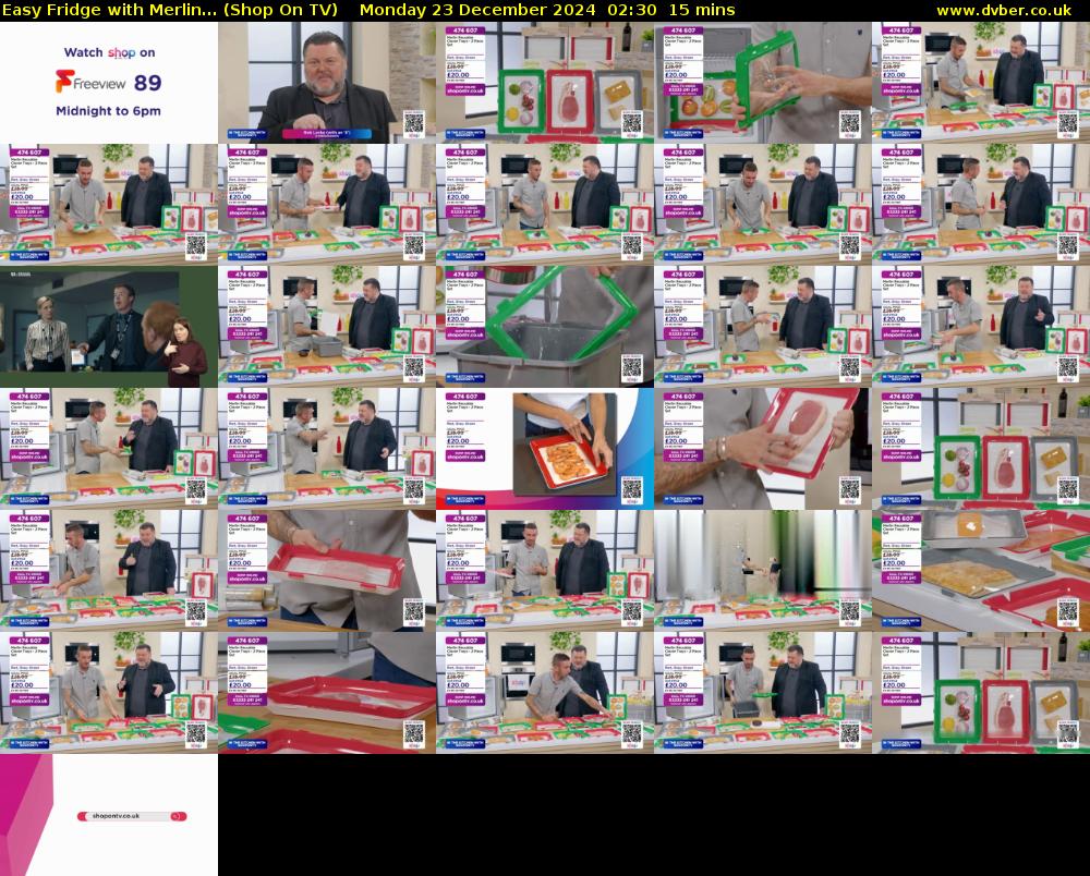 Easy Fridge with Merlin... (Shop On TV) Monday 23 December 2024 02:30 - 02:45