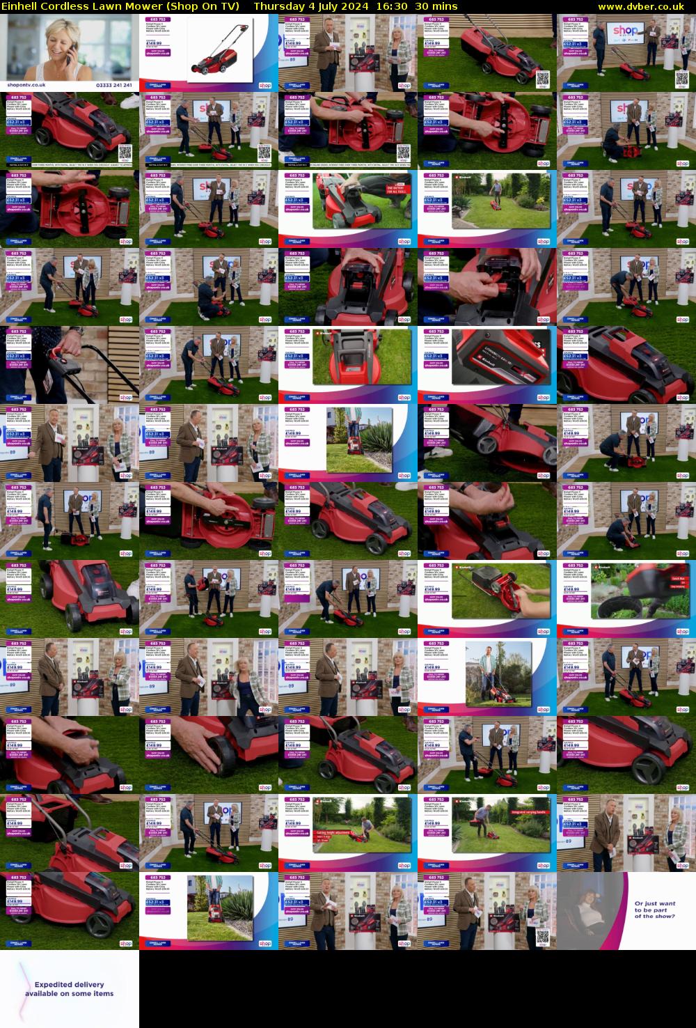 Einhell Cordless Lawn Mower (Shop On TV) Thursday 4 July 2024 16:30 - 17:00