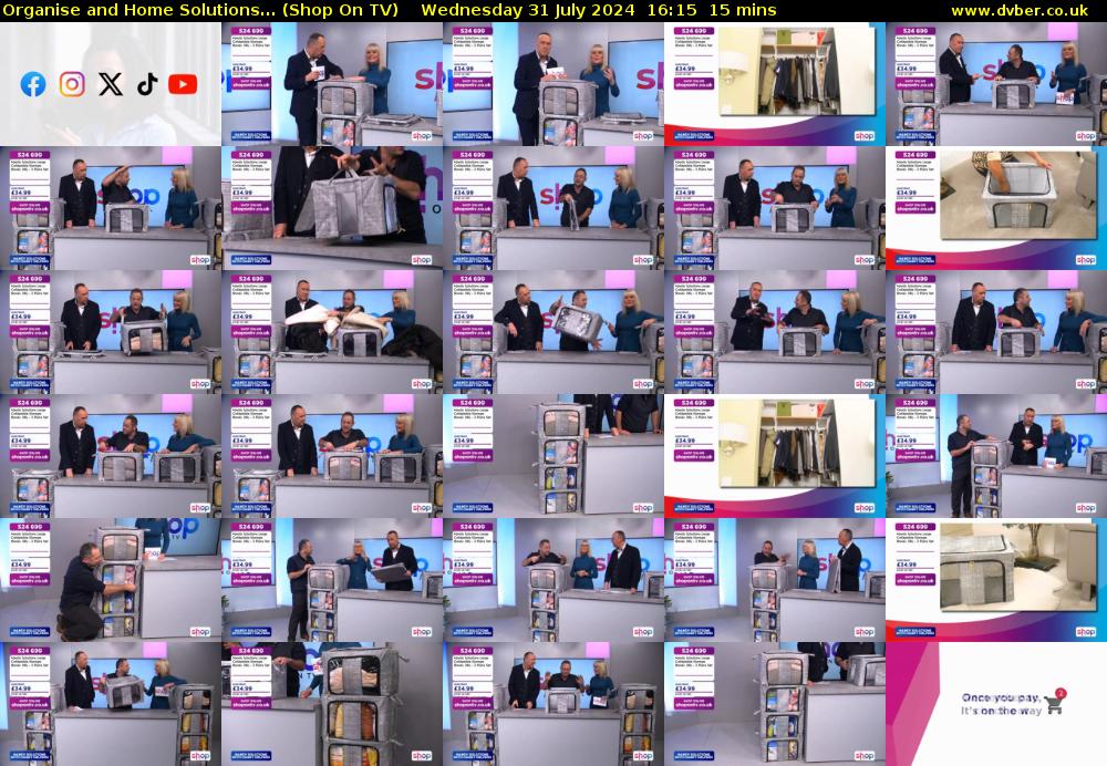 Organise and Home Solutions... (Shop On TV) Wednesday 31 July 2024 16:15 - 16:30
