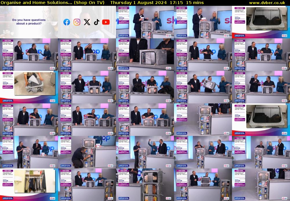 Organise and Home Solutions... (Shop On TV) Thursday 1 August 2024 17:15 - 17:30