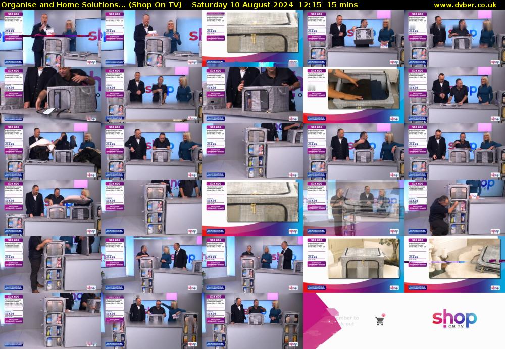 Organise and Home Solutions... (Shop On TV) Saturday 10 August 2024 12:15 - 12:30
